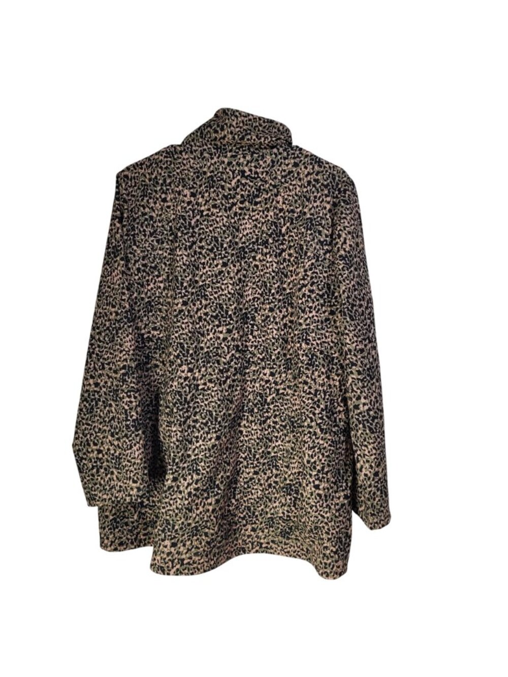 Chico's Zenergy Women's SZ 2/LG Cheetah Animal Print Anorak Jacket Green Pink - Picture 2 of 9